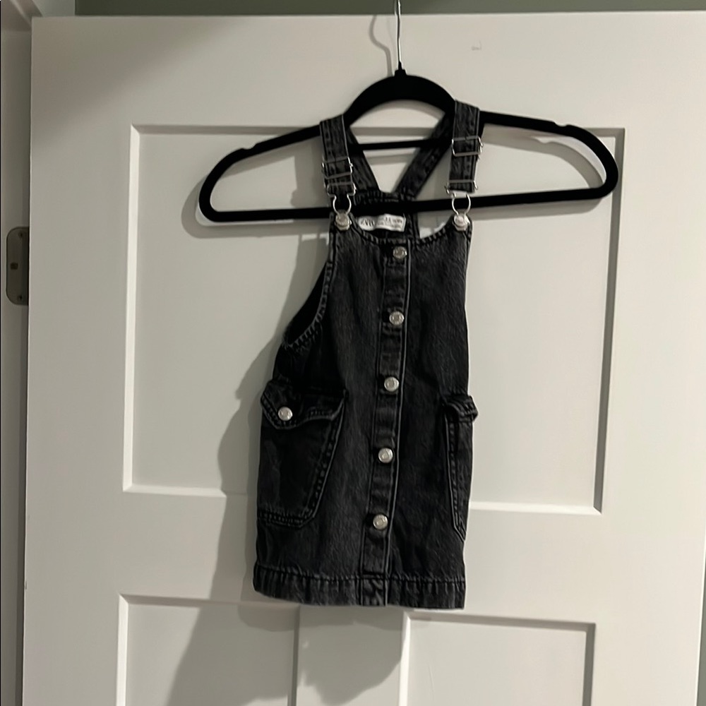 Zara Black Overalls Dress/Skirt with Bib Front